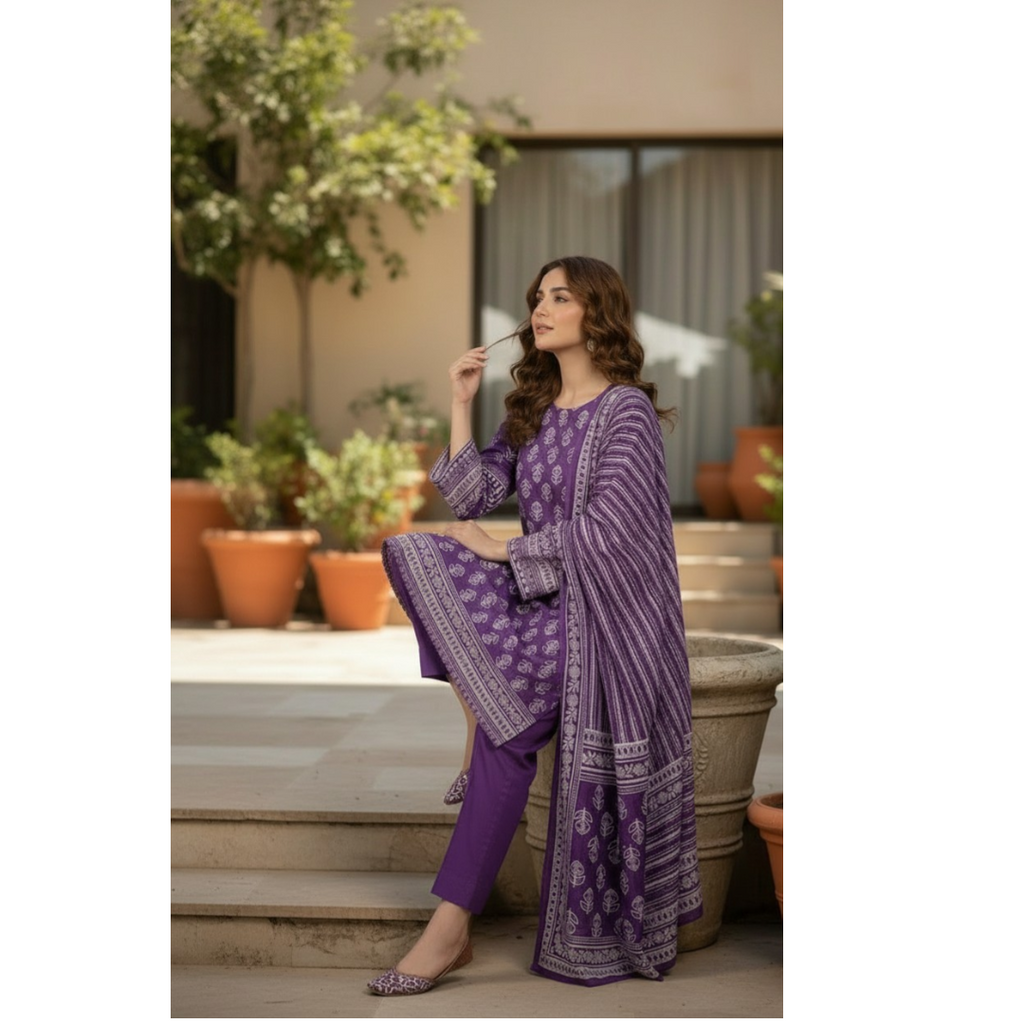 Royal Lavender – Premium Printed 3-Piece Lawn Unstitched