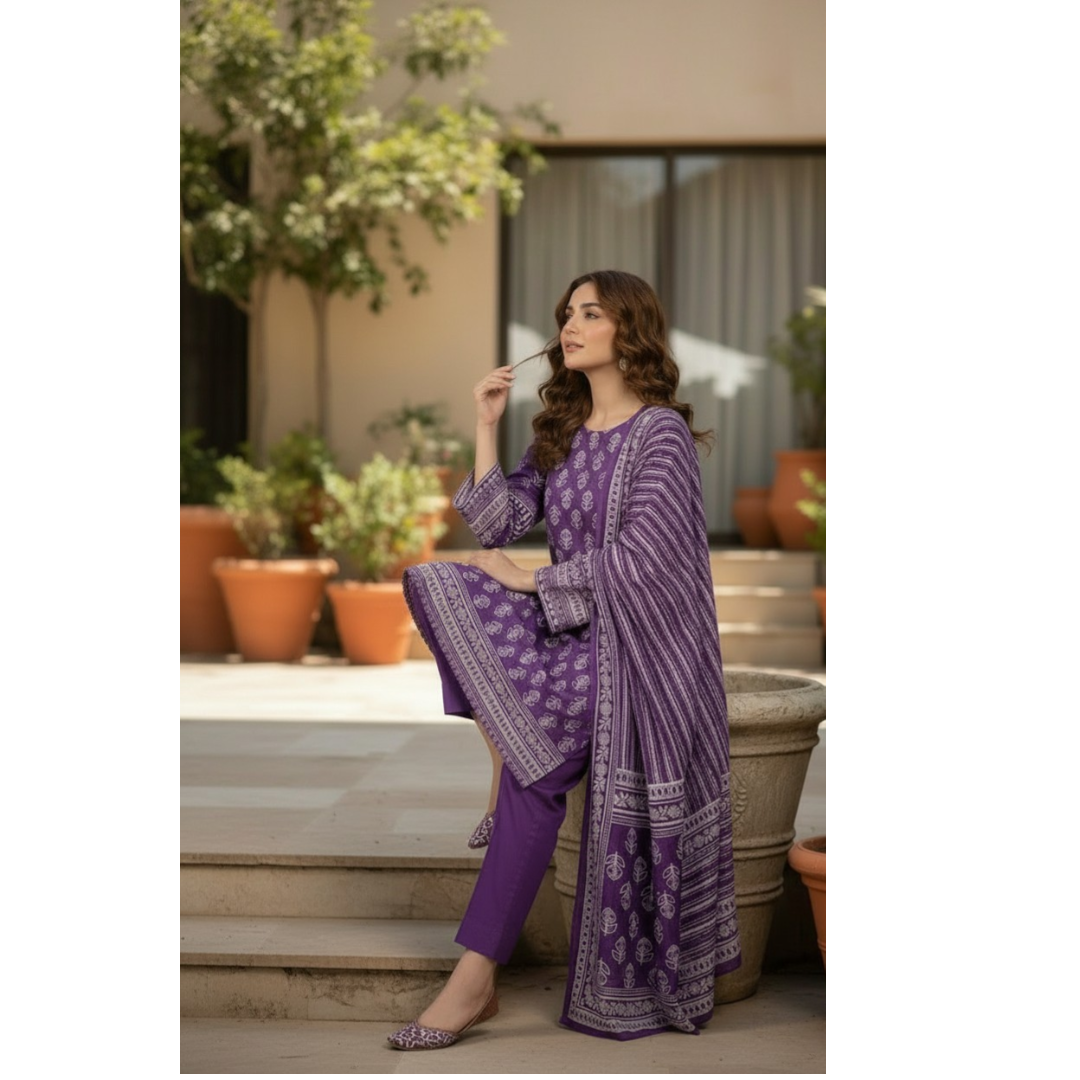 Royal Lavender – Premium Printed 3-Piece Lawn Unstitched