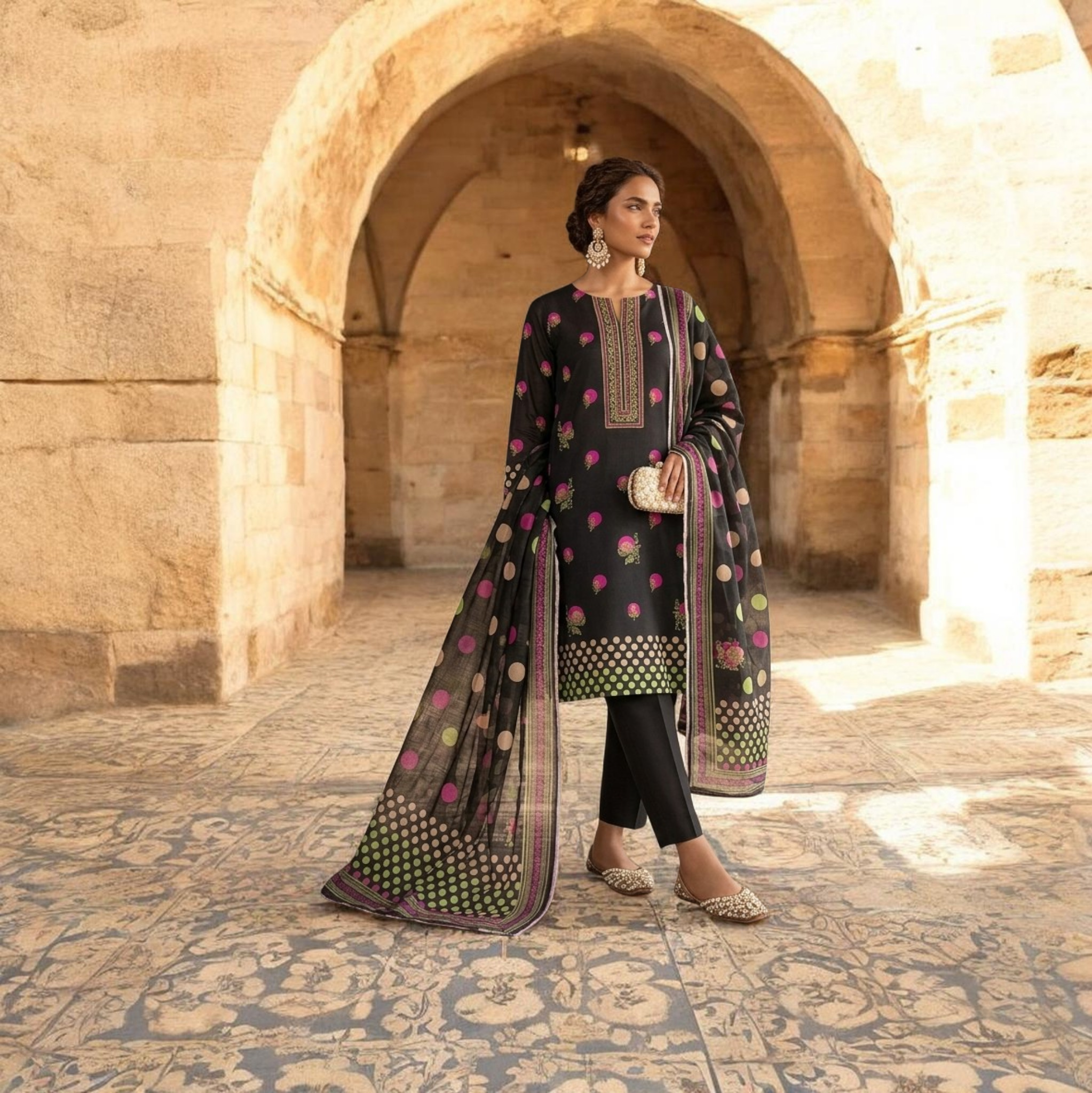 Ebony Bloom – Luxury Embroidered 3-Piece Lawn Unstitched