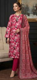 Crimson Bloom – Premium Digital Print 3-Piece Unstitched 🌺