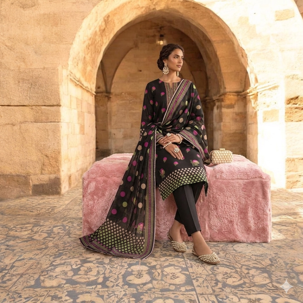 Ebony Bloom – Luxury Embroidered 3-Piece Lawn Unstitched