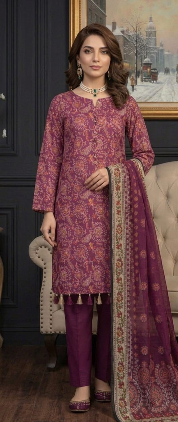 Magenta Mystique – Premium Digital Print 3-Piece Lawn - Unstitched