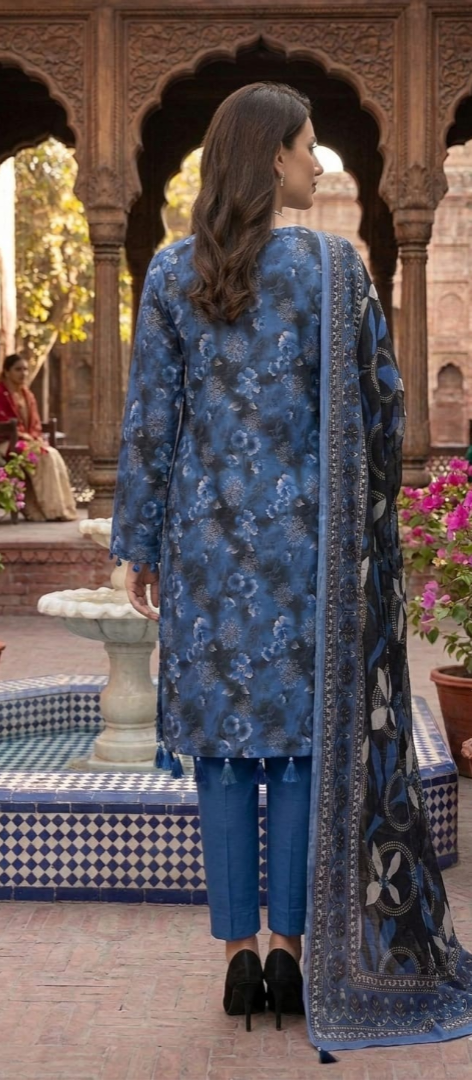 Azure Allure – Premium Digital Print 3-Piece Unstitched 💙