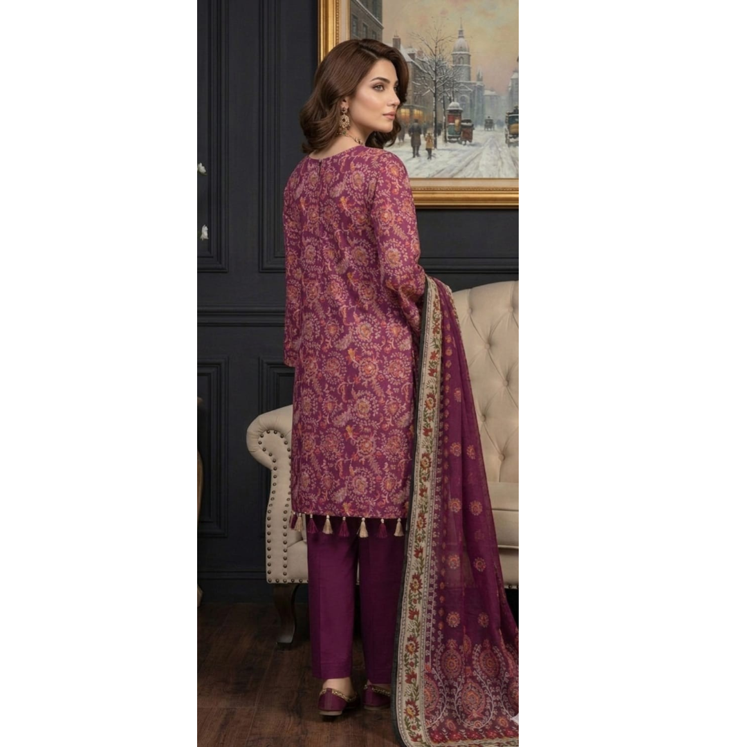 Magenta Mystique – Premium Digital Print 3-Piece Lawn - Unstitched