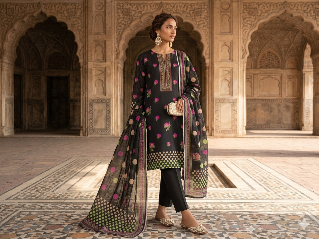 Ebony Bloom – Luxury Embroidered 3-Piece Lawn Unstitched